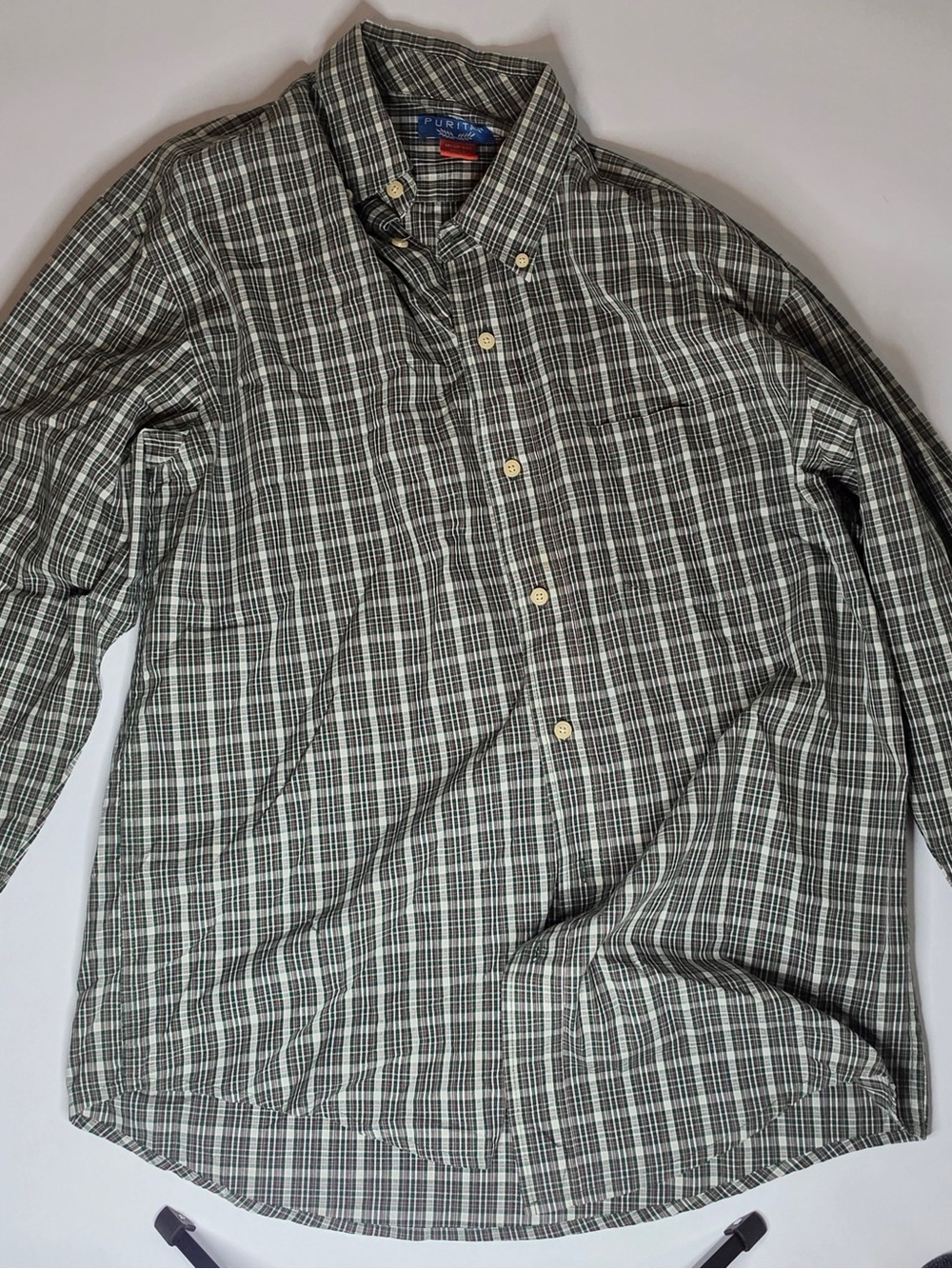 Puritan Green and White Plaid Button-Down Shirt